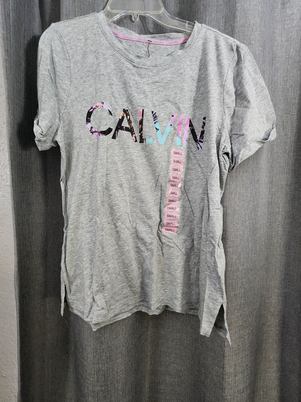 Calvin Klein Gray Tee with Colorful Logo